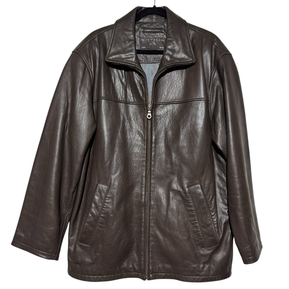Roundtree‎ & Yorke Brown Lamb Skin Leather Jacket Coat Men Size L Classic Fall